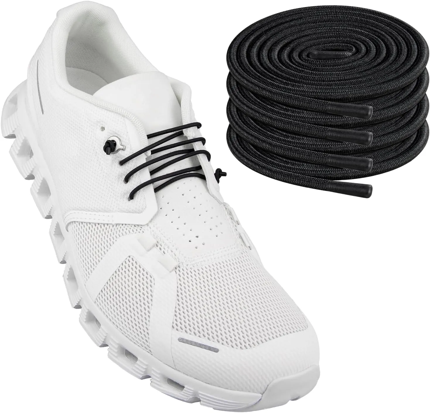 2 Pairs Elastic Shoelaces for ON Cloud 5 & 6 No Tie Replacements Shoes Laces Stretchy Bungee Running Training