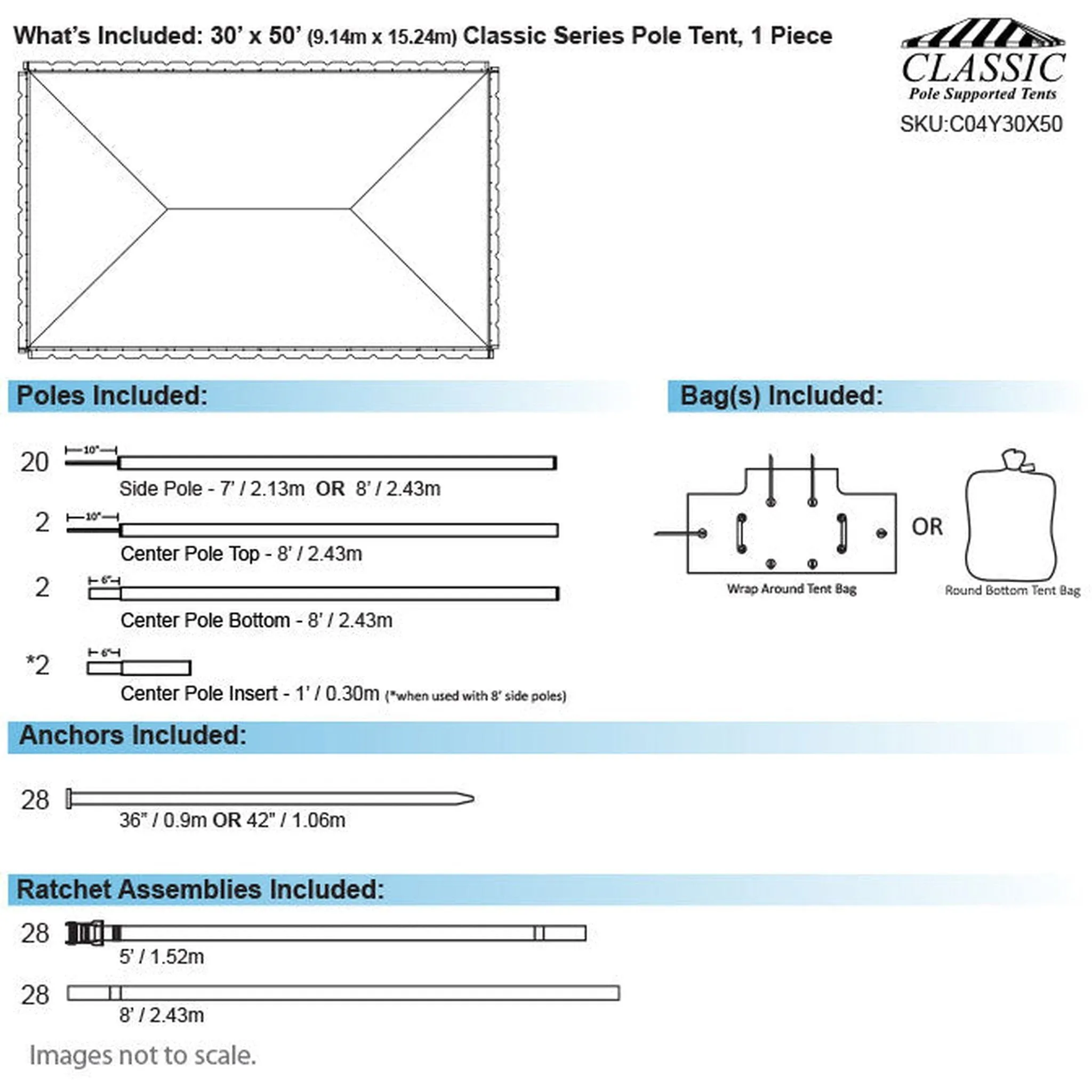 30x50 Classic Series Pole Tent
