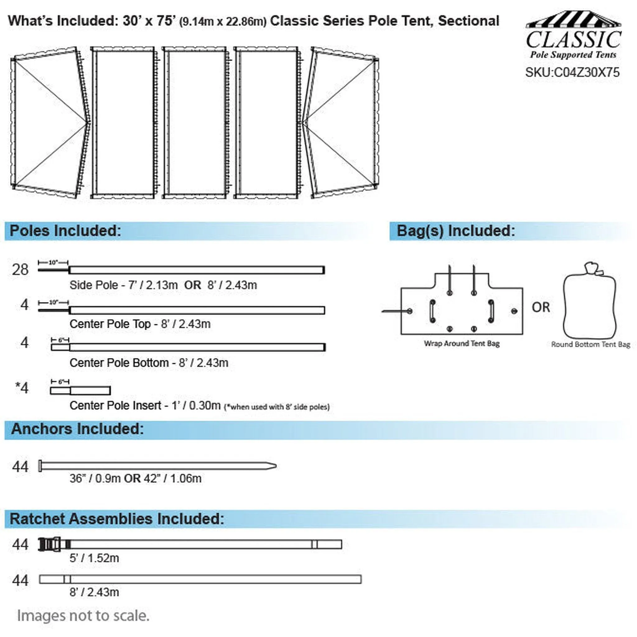 30x75 Classic Series Pole Tent