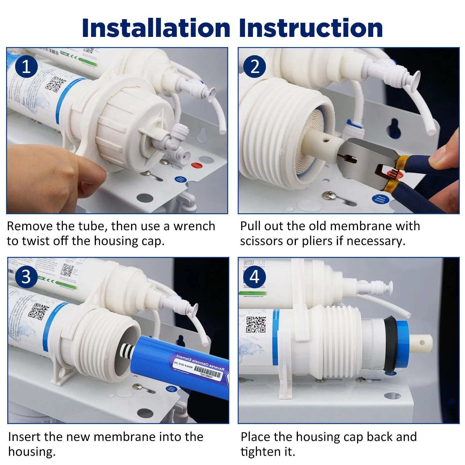 36/50/75/100/150 GPD RO Membrane Carbon Water Filter Combo Pack Fit