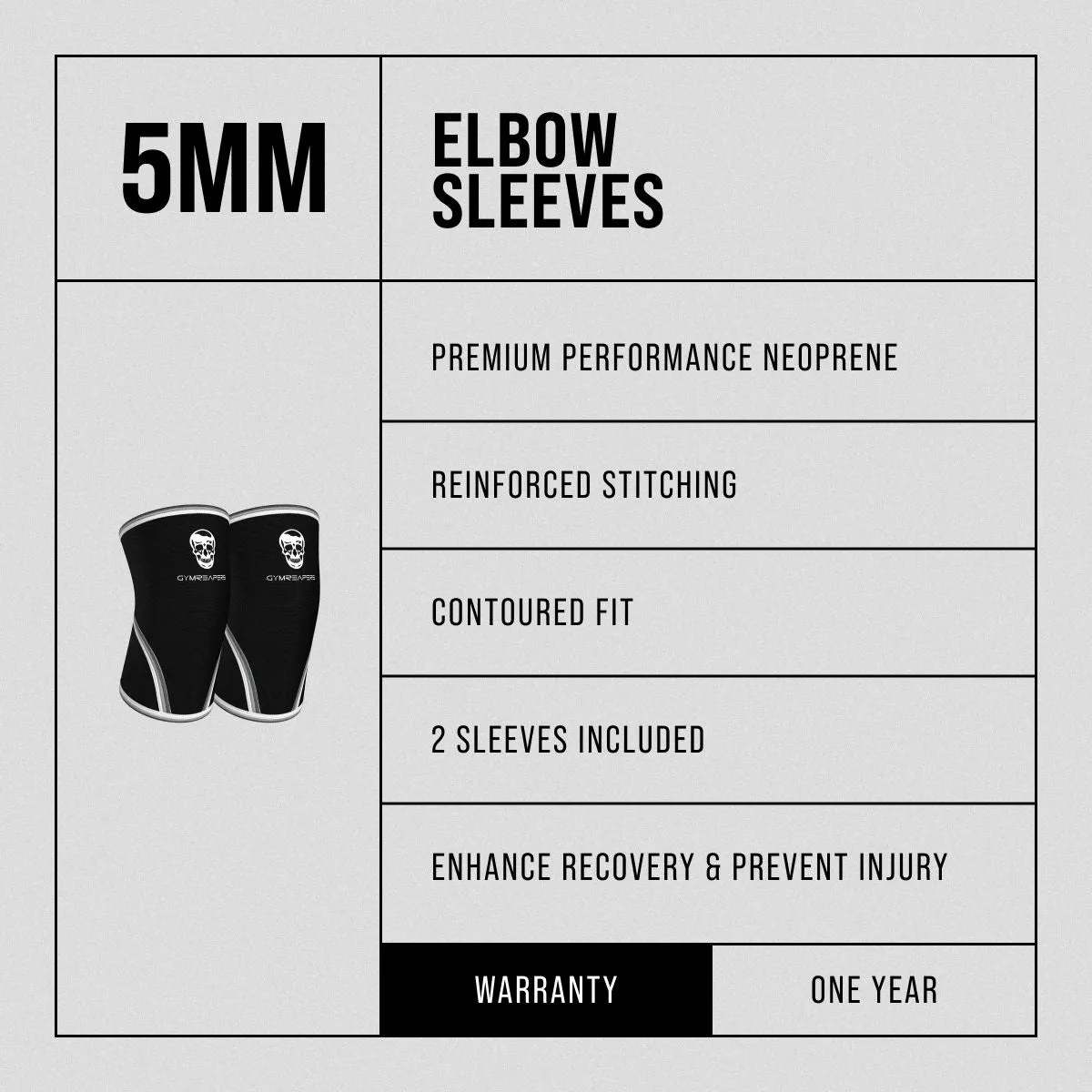 5MM Elbow Sleeves - Black/Black