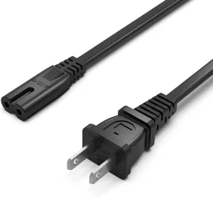 AC Power Cord Cable Fit for Sony PS5 PS4 PS3 Slim PlayStation 5 4 3, Xbox Series X/S, Xbox One X/S, TV, Printer Universal 2 Prong Supply Replacement - (ETL Listed Cable)