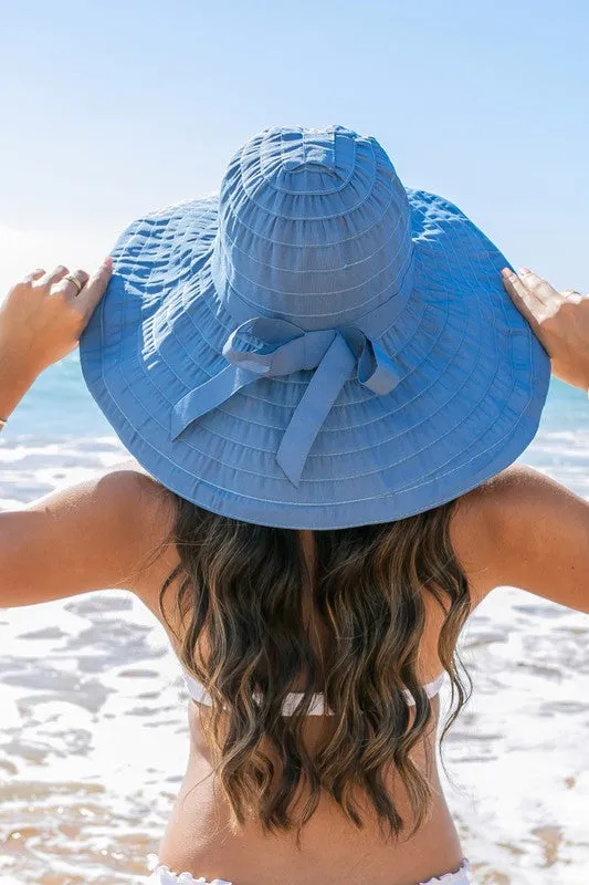Ali's Corner Classic Wide Brim Bow Embellished Sunhat