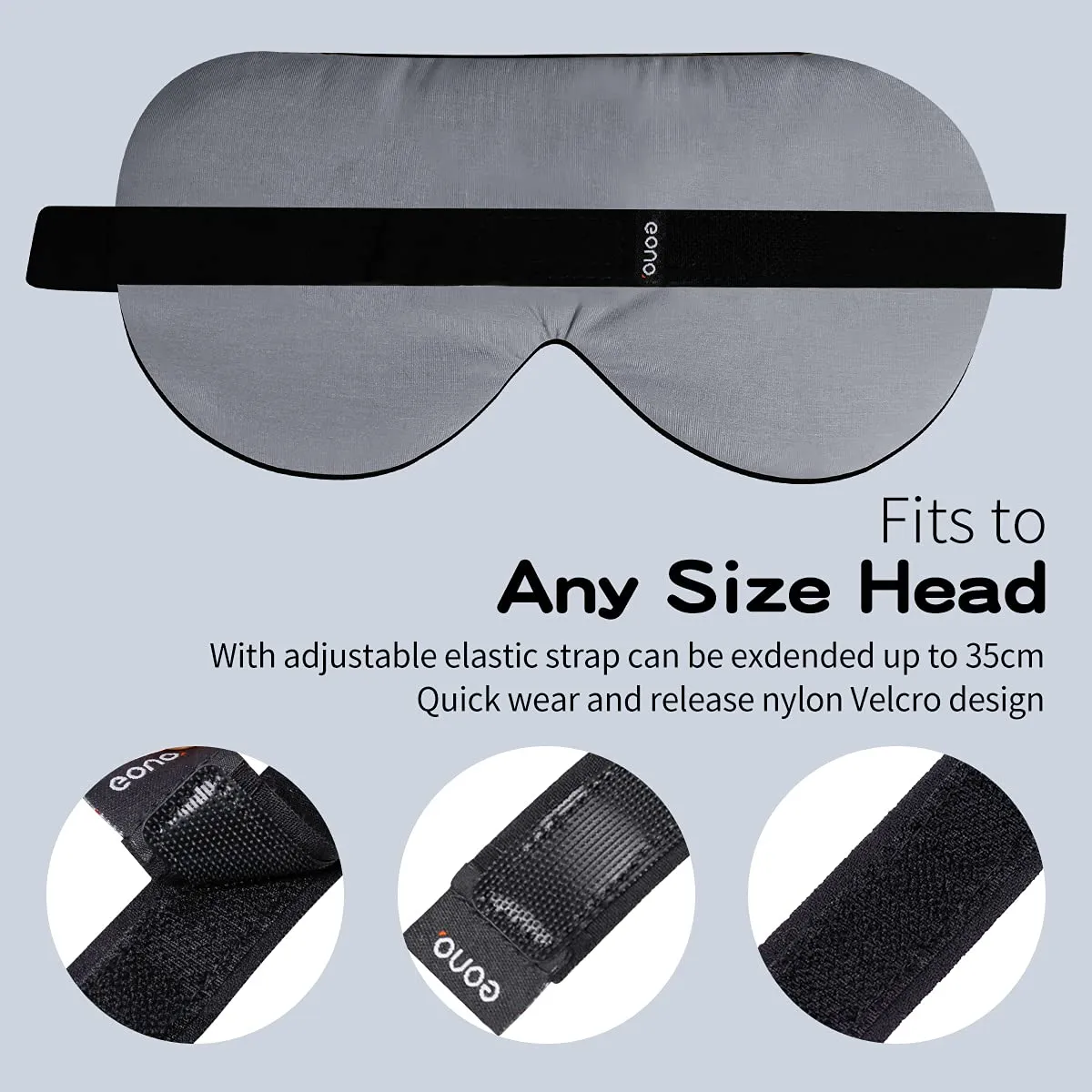Amazon Brand - Eono Ultra-Comfort Sleep Mask with Adjustable Strap for Men Women Natural Modal Fabric Light Block Eye Mask for Bed, Travel, Office Sleeping (Grey) Grey