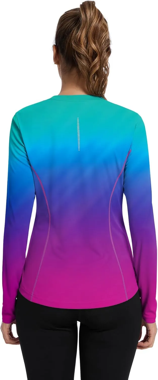 Avoogue Women UPF 50  UV Shirts Long Sleeve with Thumb Holes Workout Sun Shirt Quick Dry Athletic Hiking Running Tops