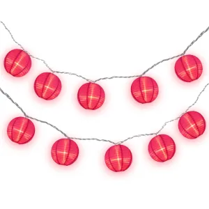BLOWOUT 4" Violet Round Shimmering Nylon Lantern Party String Lights (8FT, Expandable)