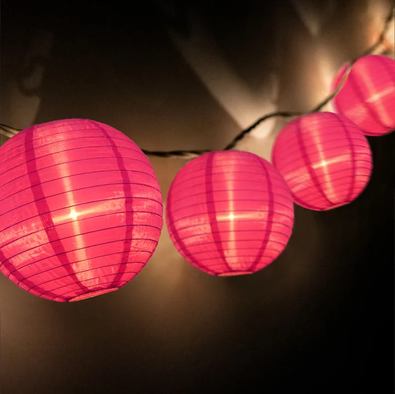BLOWOUT 4" Violet Round Shimmering Nylon Lantern Party String Lights (8FT, Expandable)