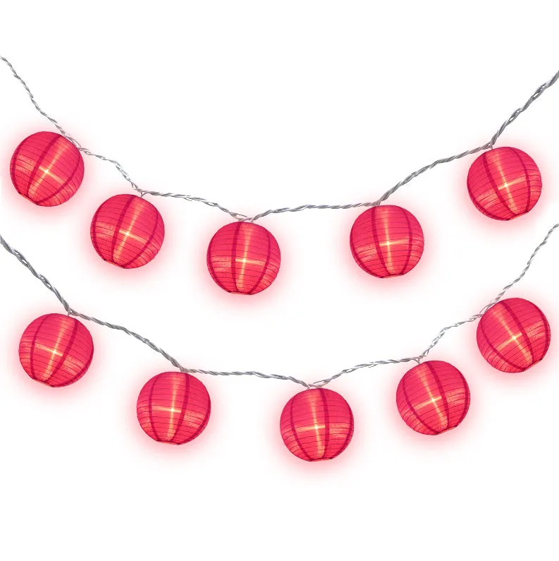 BLOWOUT 4" Violet Round Shimmering Nylon Lantern Party String Lights (8FT, Expandable)