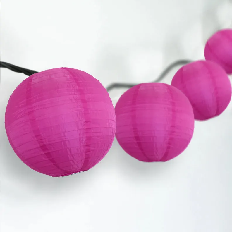 BLOWOUT 4" Violet Round Shimmering Nylon Lantern Party String Lights (8FT, Expandable)