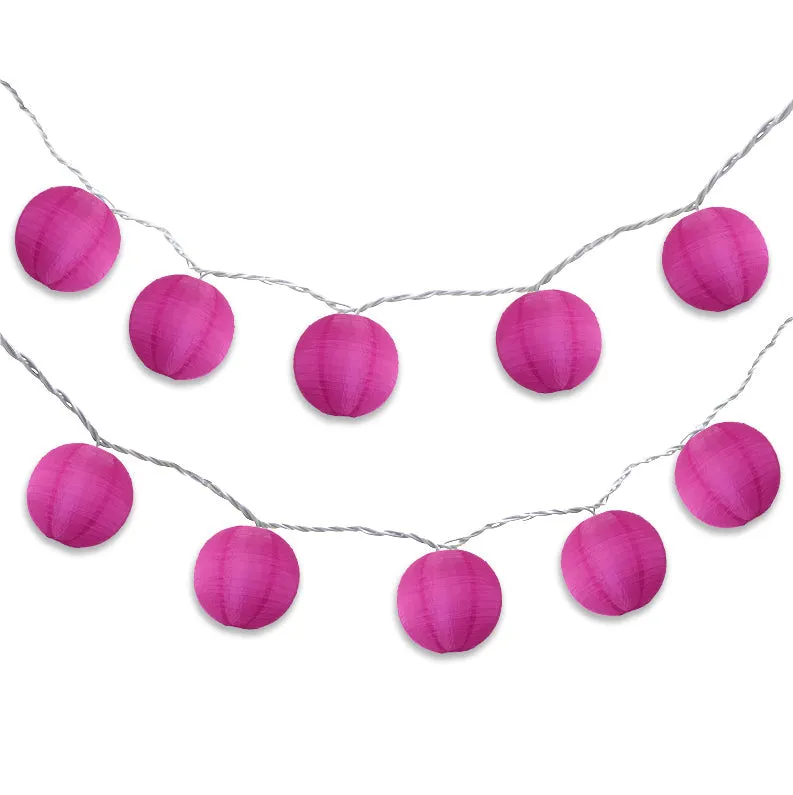 BLOWOUT 4" Violet Round Shimmering Nylon Lantern Party String Lights (8FT, Expandable)