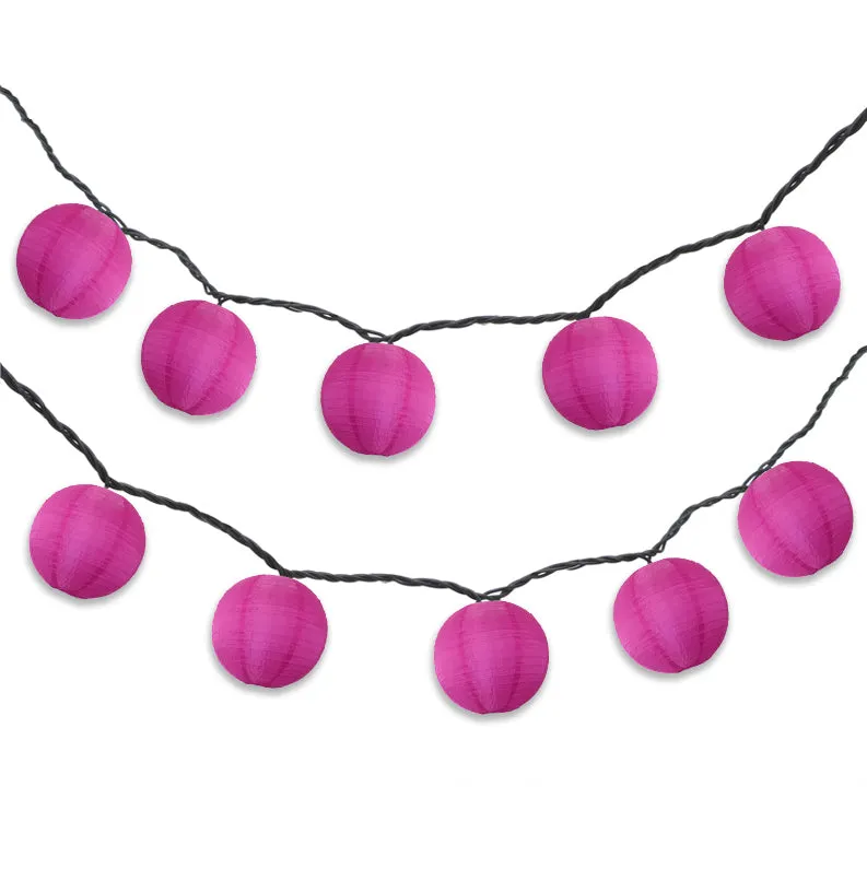 BLOWOUT 4" Violet Round Shimmering Nylon Lantern Party String Lights (8FT, Expandable)