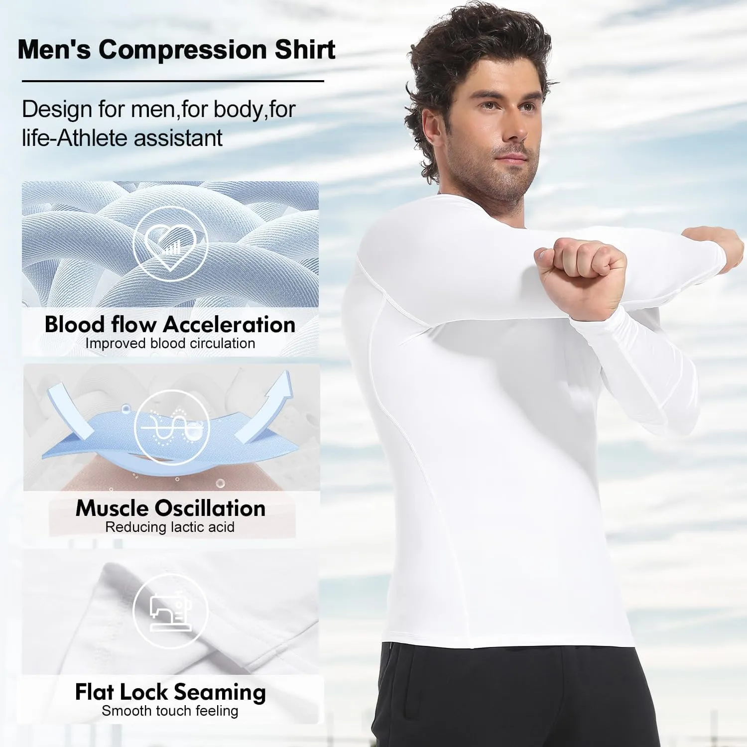 CL convallaria 4 Pack Compression Shirt Men Long Short Sleeve Cooling Dry Rash Guard Athletic T Shirt for Sports