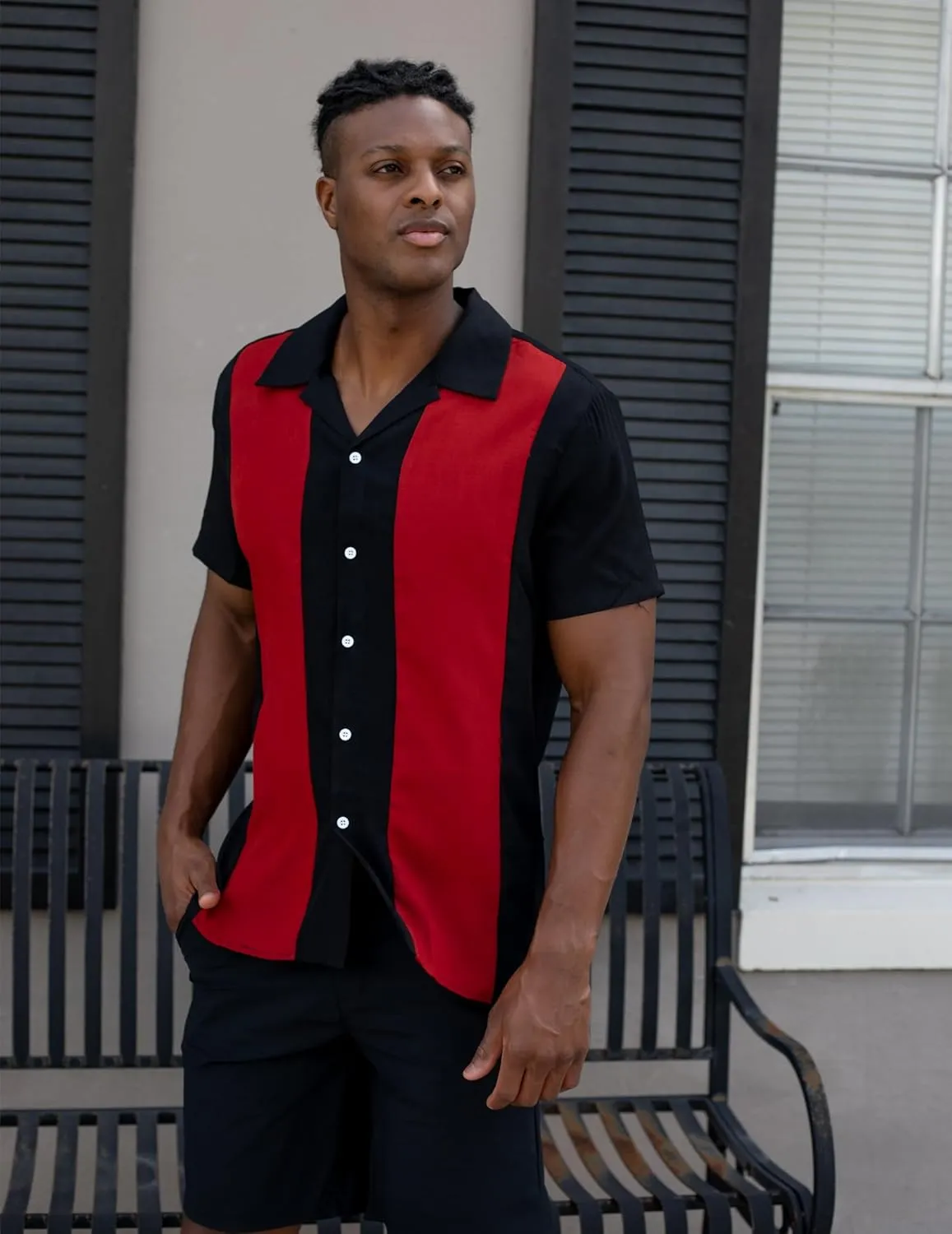 COOFANDY Men's Vintage Bowling Shirt Short Sleeve Button Down Summer Cuba Beach Shirts