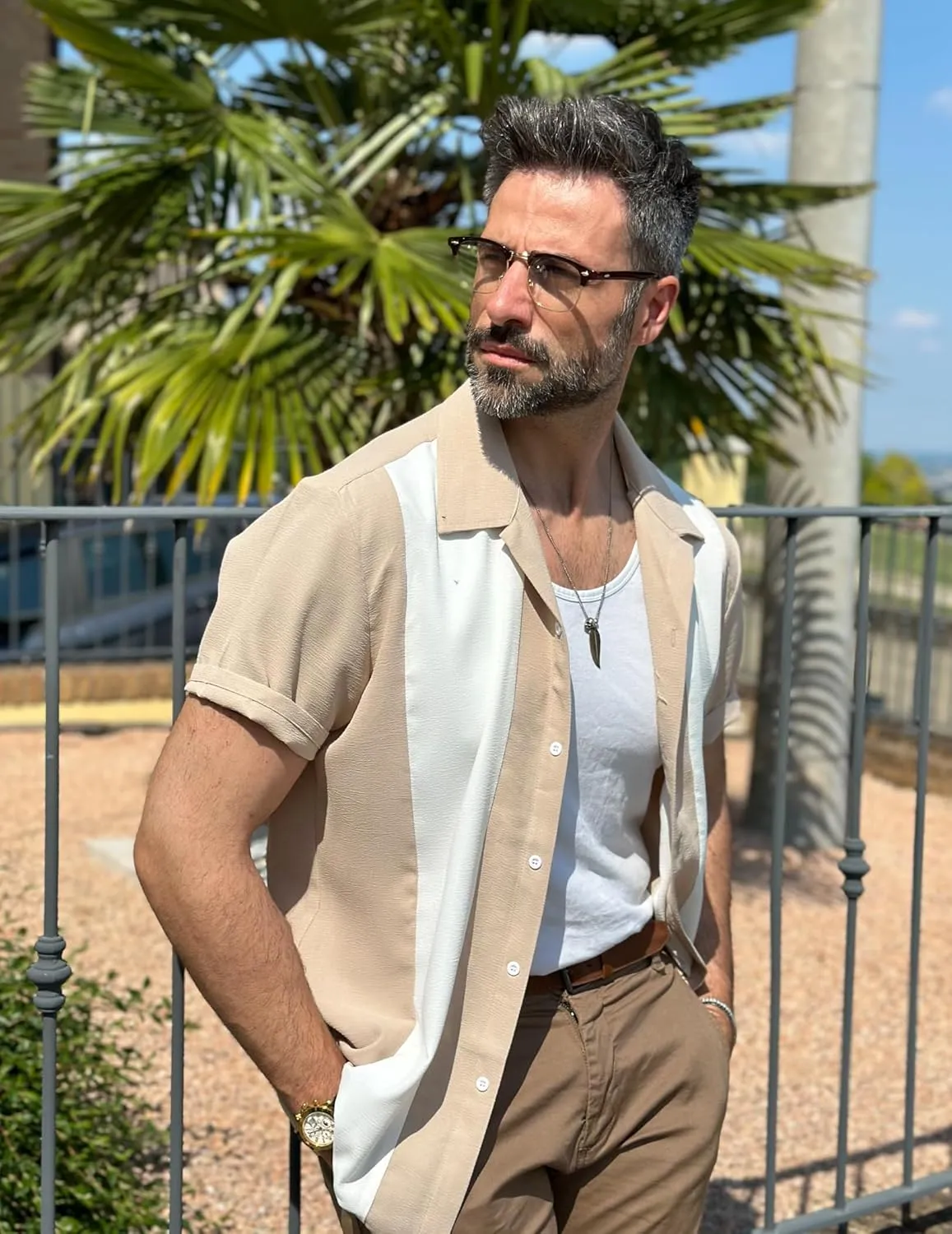 COOFANDY Men's Vintage Bowling Shirt Short Sleeve Button Down Summer Cuba Beach Shirts