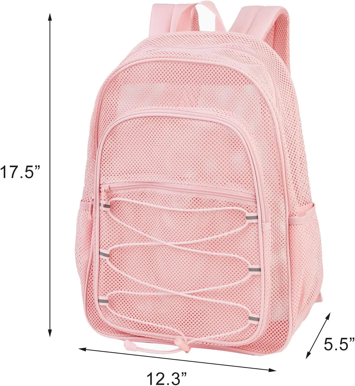 COVAX Heavy Duty Mesh Backpack, Semi-transparent Mesh Bookbag,See Through College Backpack with Bungee and Comfort Padded Straps for Commuting, Swimming, Beach, Outdoor Sports (Pink)