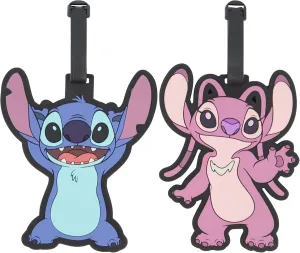 Disney Stitch and Angel 2-Piece Suitcase ID Tag Set with Adjustable Straps, Multi, One Size