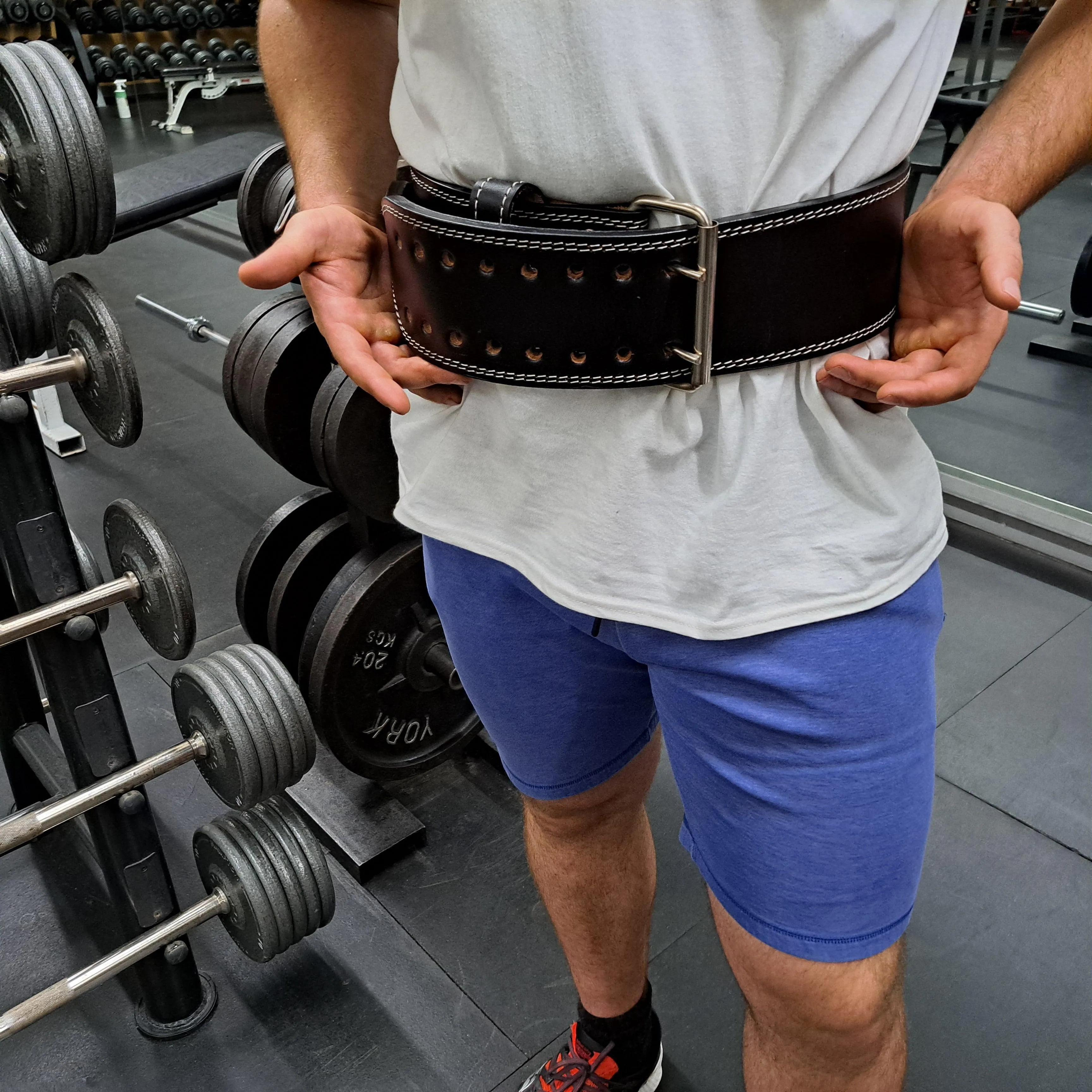 Double Prong 13MM Genuine Leather Powerlifting Belt – Durable Support for Strength Training