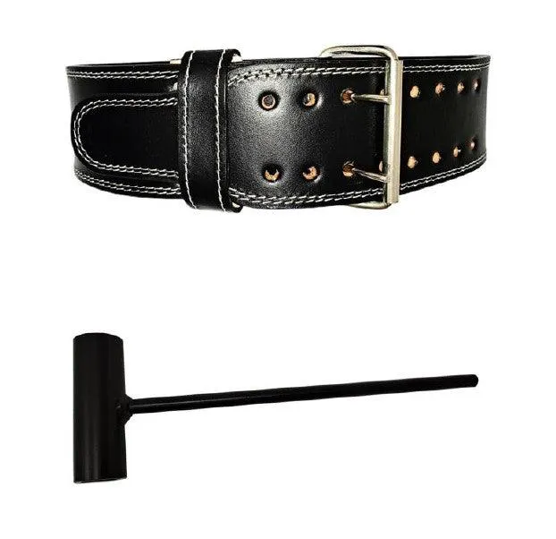 Double Prong 13MM Genuine Leather Powerlifting Belt – Durable Support for Strength Training