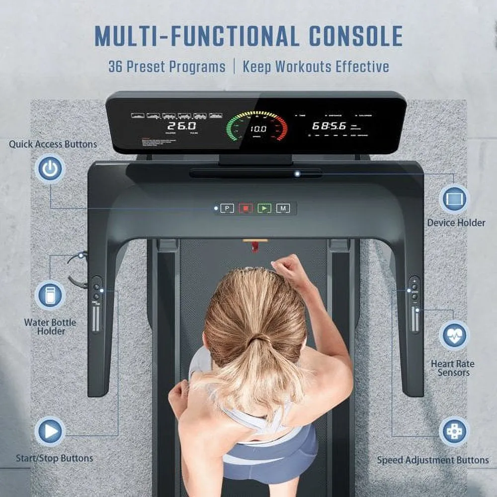 Electric Exercise Treadmills for Home 7200EB with Max 2.5 HP 300 LBS Capacity Foldable Treadmill for Running and Walking Jogging Exercise with 36 Preset Programs and 3-Level Incline