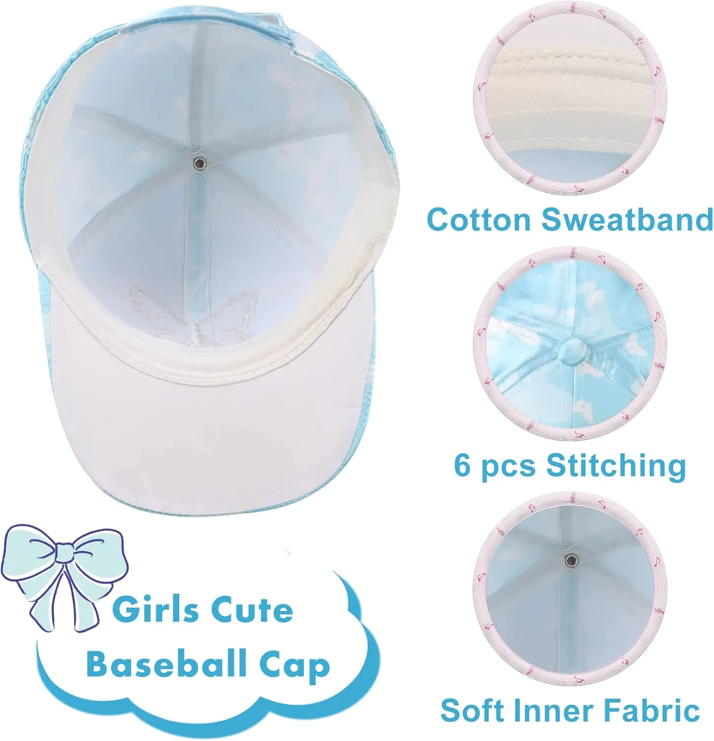 Girls Baseball Cap Kids Cute Sun Hat Adjustable Trucker Hats Toddler Rainbow Floral Ponytail Caps Spring Summer