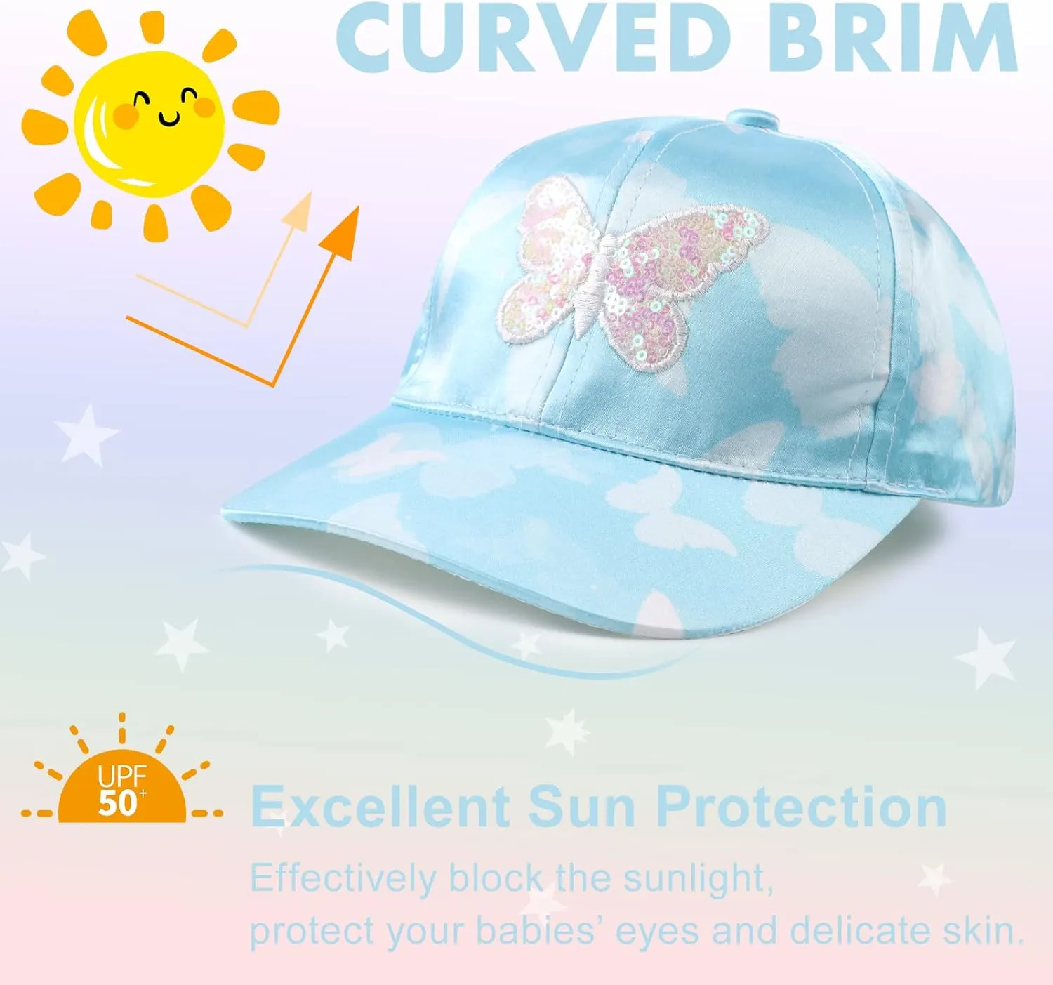 Girls Baseball Cap Kids Cute Sun Hat Adjustable Trucker Hats Toddler Rainbow Floral Ponytail Caps Spring Summer