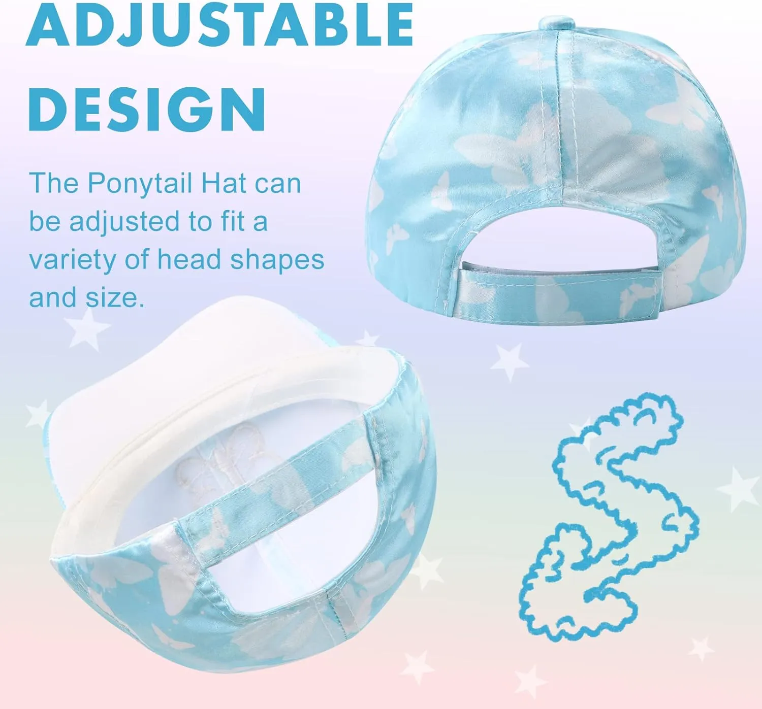 Girls Baseball Cap Kids Cute Sun Hat Adjustable Trucker Hats Toddler Rainbow Floral Ponytail Caps Spring Summer