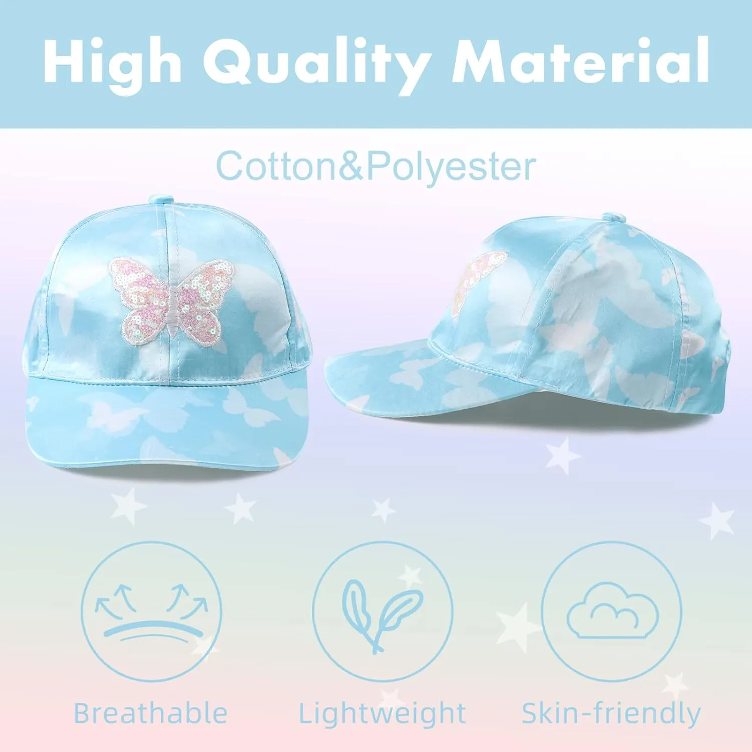Girls Baseball Cap Kids Cute Sun Hat Adjustable Trucker Hats Toddler Rainbow Floral Ponytail Caps Spring Summer
