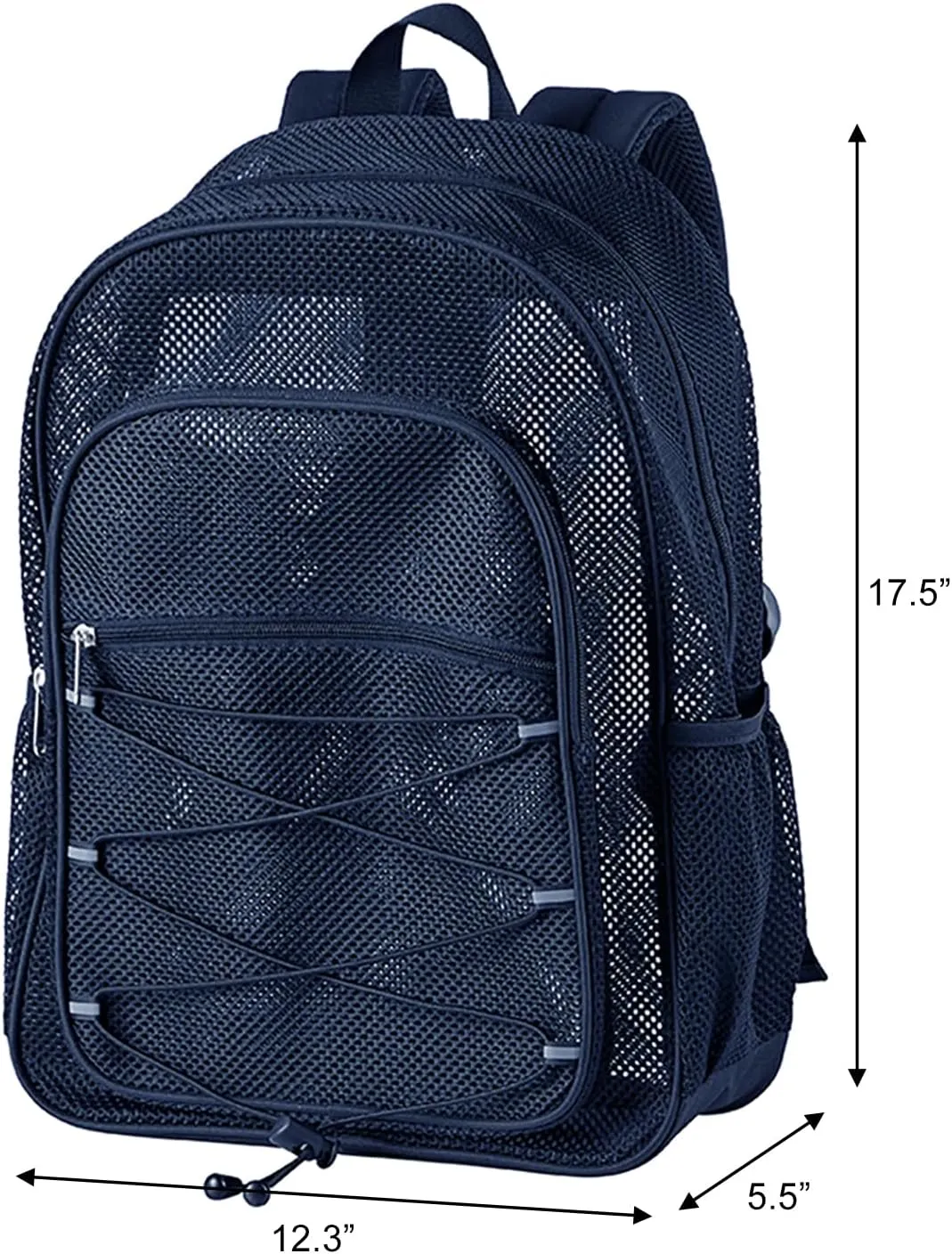 Heavy Duty Mesh Backpack, See Through College Student Backpack, Semi-transparent Mesh Bookbag with Bungee and Comfort Padded Straps for Commuting, Swimming, Beach, Outdoor Sports (Royal Blue)