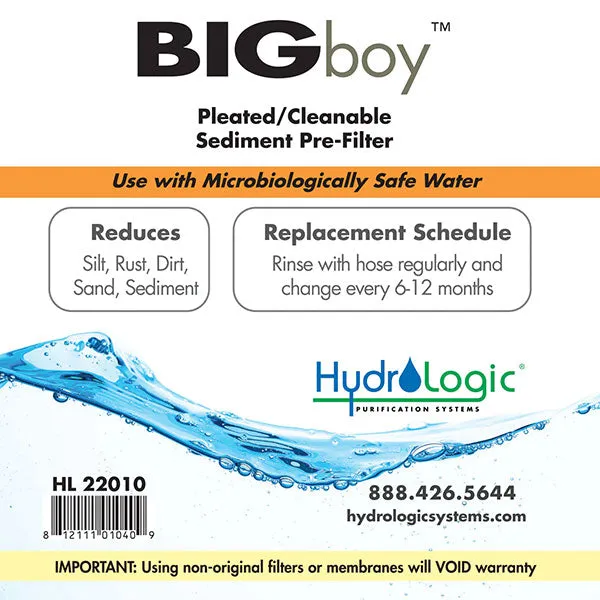 HydroLogic® BIGboy™ Pleated Sediment Filter