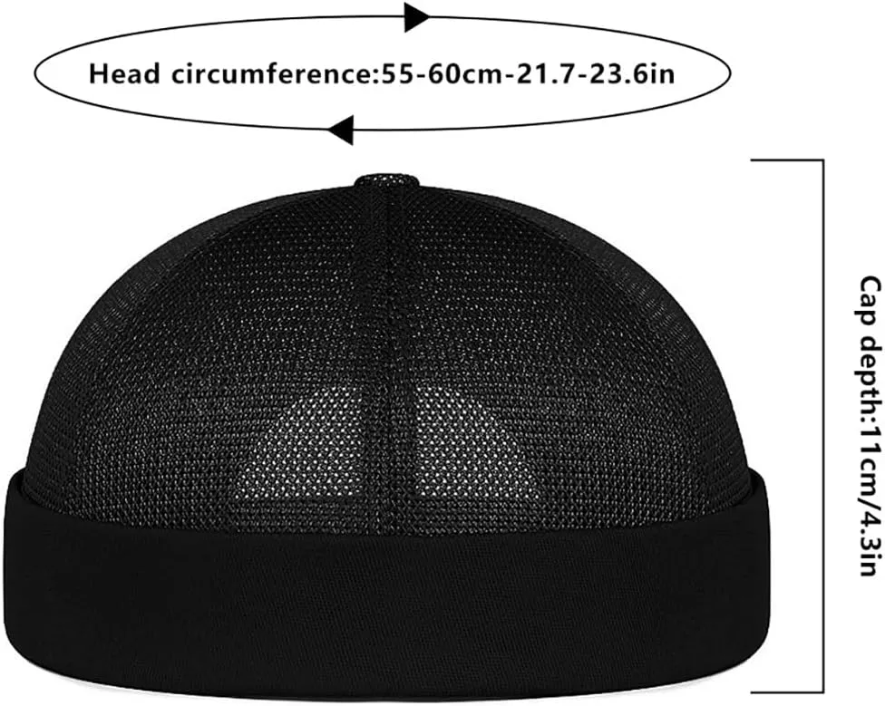 Mens Mesh Brimless Cap with No Brim, Summer Skullcap Docker Beanie Hat