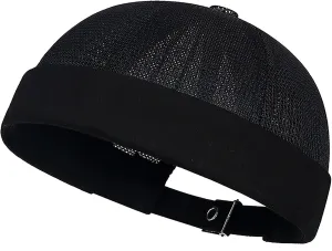 Mens Mesh Brimless Cap with No Brim, Summer Skullcap Docker Beanie Hat