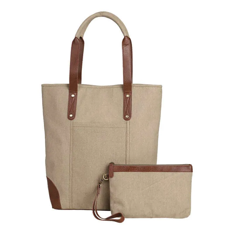 Mona B - Women Canvas Handbag for Women Tote Bag for Grocery, Shopping, Travel: Brown, Large