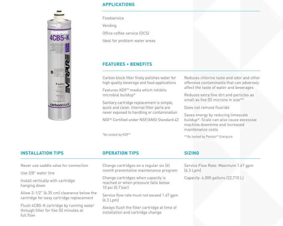 Pentair Everpure HiFlo 4CB5-K 5 Micron Anti-Scale Replacement Filter Cartridge