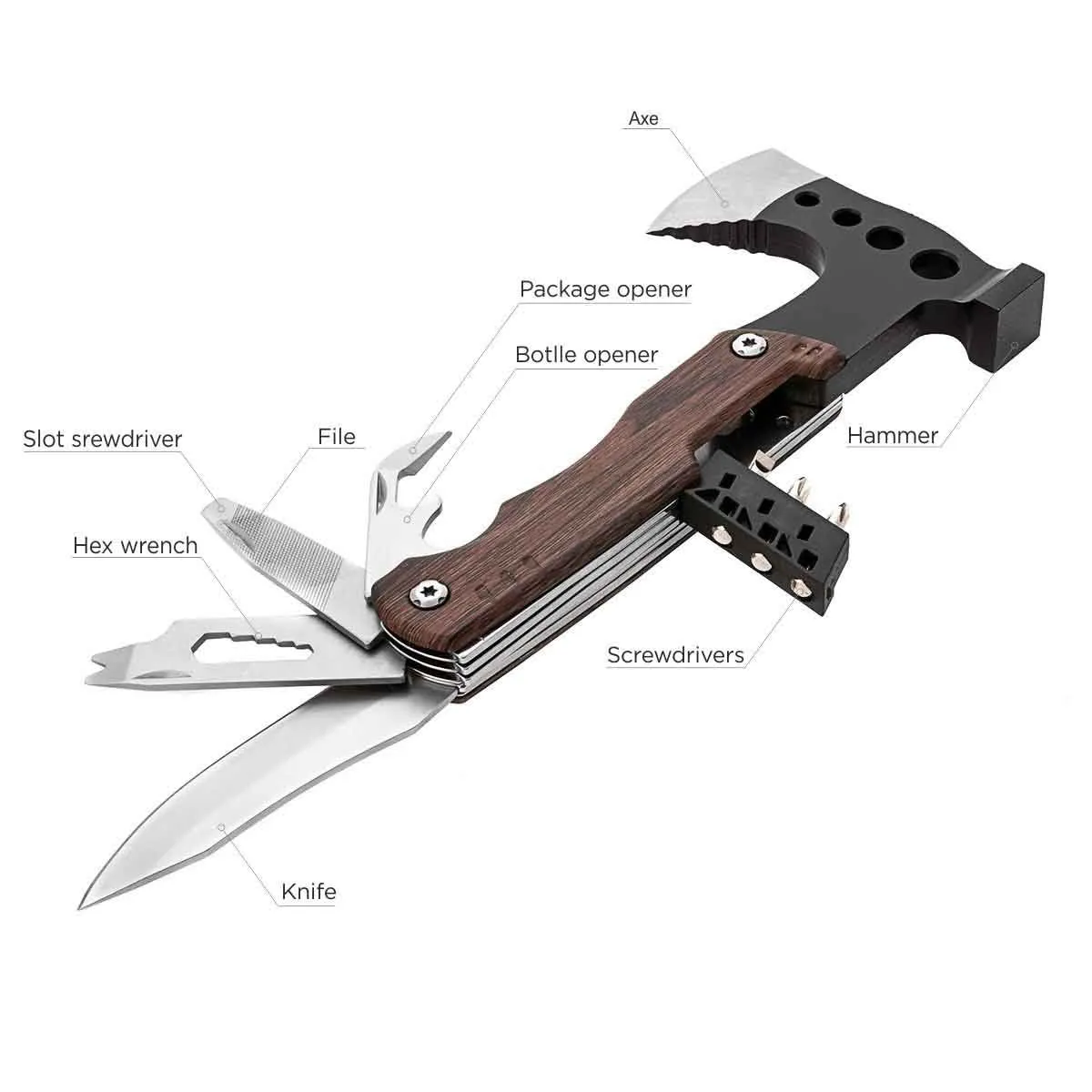 Portable 10-in-1 Axe Multitool for Home and Outdoor