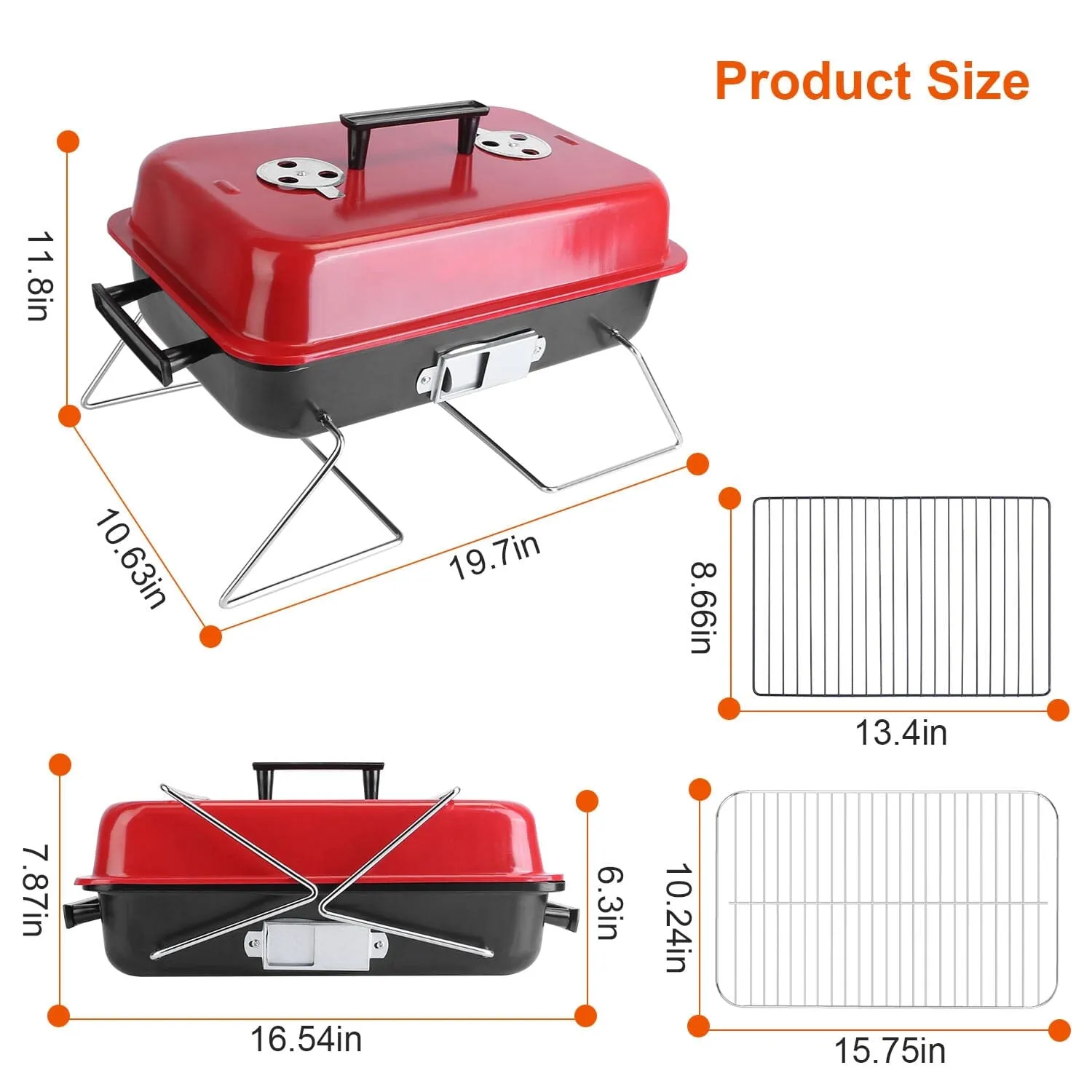 Portable Charcoal Tabletop Grill with Lid