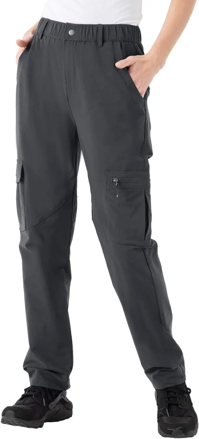 Rdruko Women's Hiking Cargo Pants Water-Resistant Quick Dry UPF 50  Travel Camping Work Pants Zipper Pockets