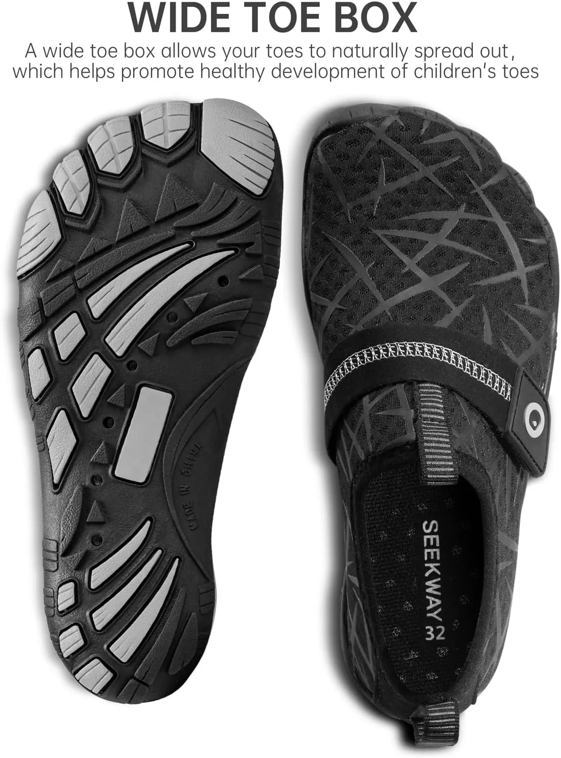 SEEKWAY Barefoot Water Shoes for Kids - Wide Toe Box and Quick-Dry Sand Shoes Toddler for Hiking Swim Beach Pool Kayak Sport Accessories, Camping Essentials Must-Haves for Boys Girls Sizes