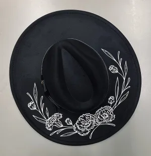 Vegan Felt Hat - XL Brim - Carnations