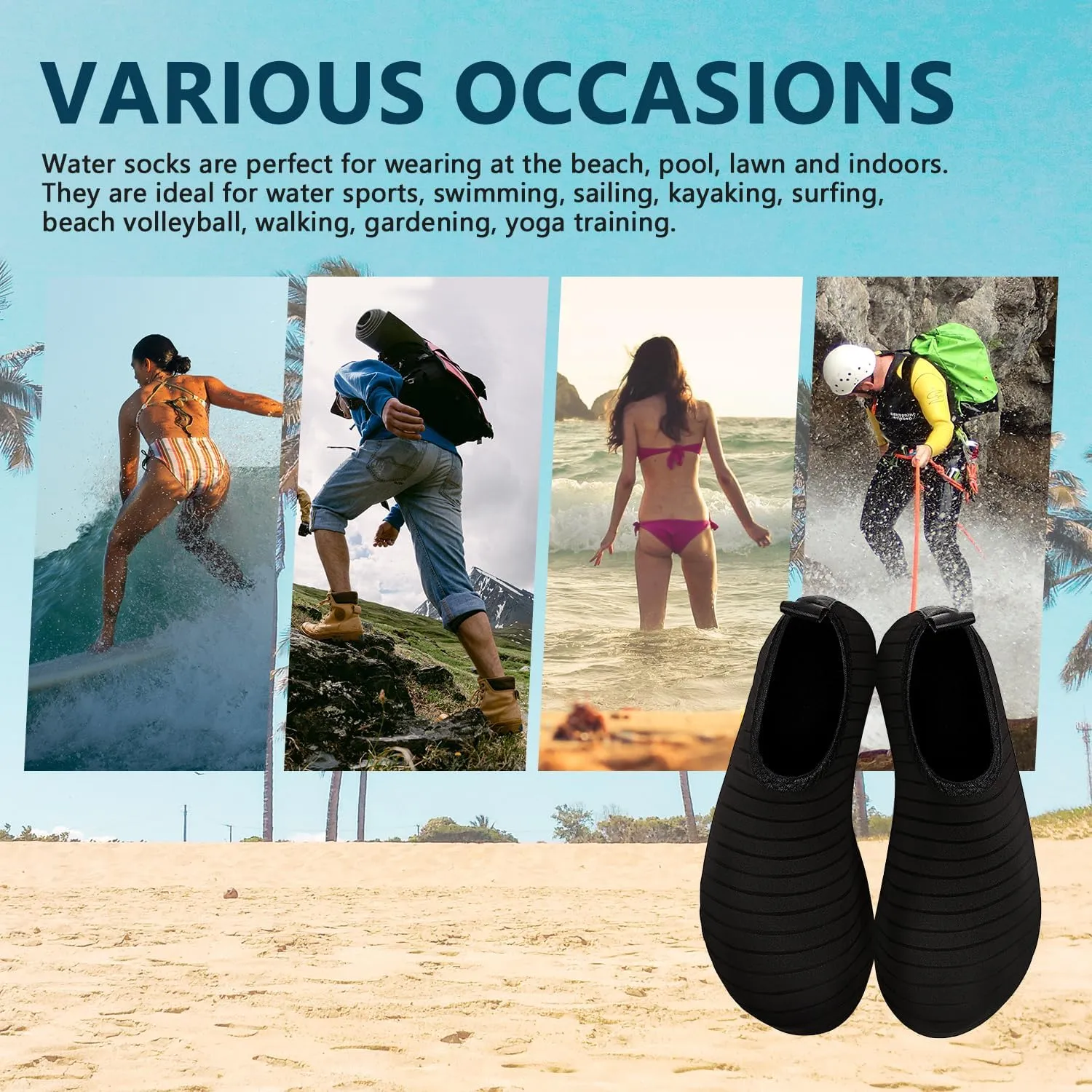 Water Shoes for Women Men Swim Barefoot Quick-Dry Adult Aqua Socks Non Slip Yoga Shoes Pool Camping Beach Accessories