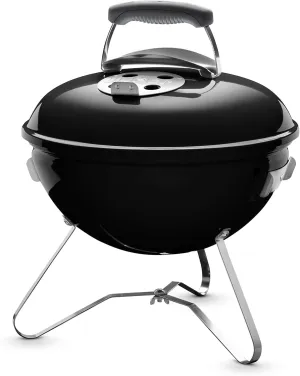 Weber Smokey Joe Charcoal Grill BBQ, 37cm, Portable with Lid & Plated Steel Legs, Porcelain-Enamelled Bowl - Black (1111004)