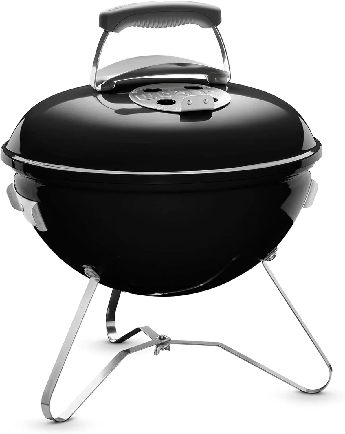 Weber Smokey Joe Charcoal Grill BBQ, 37cm, Portable with Lid & Plated Steel Legs, Porcelain-Enamelled Bowl - Black (1111004)
