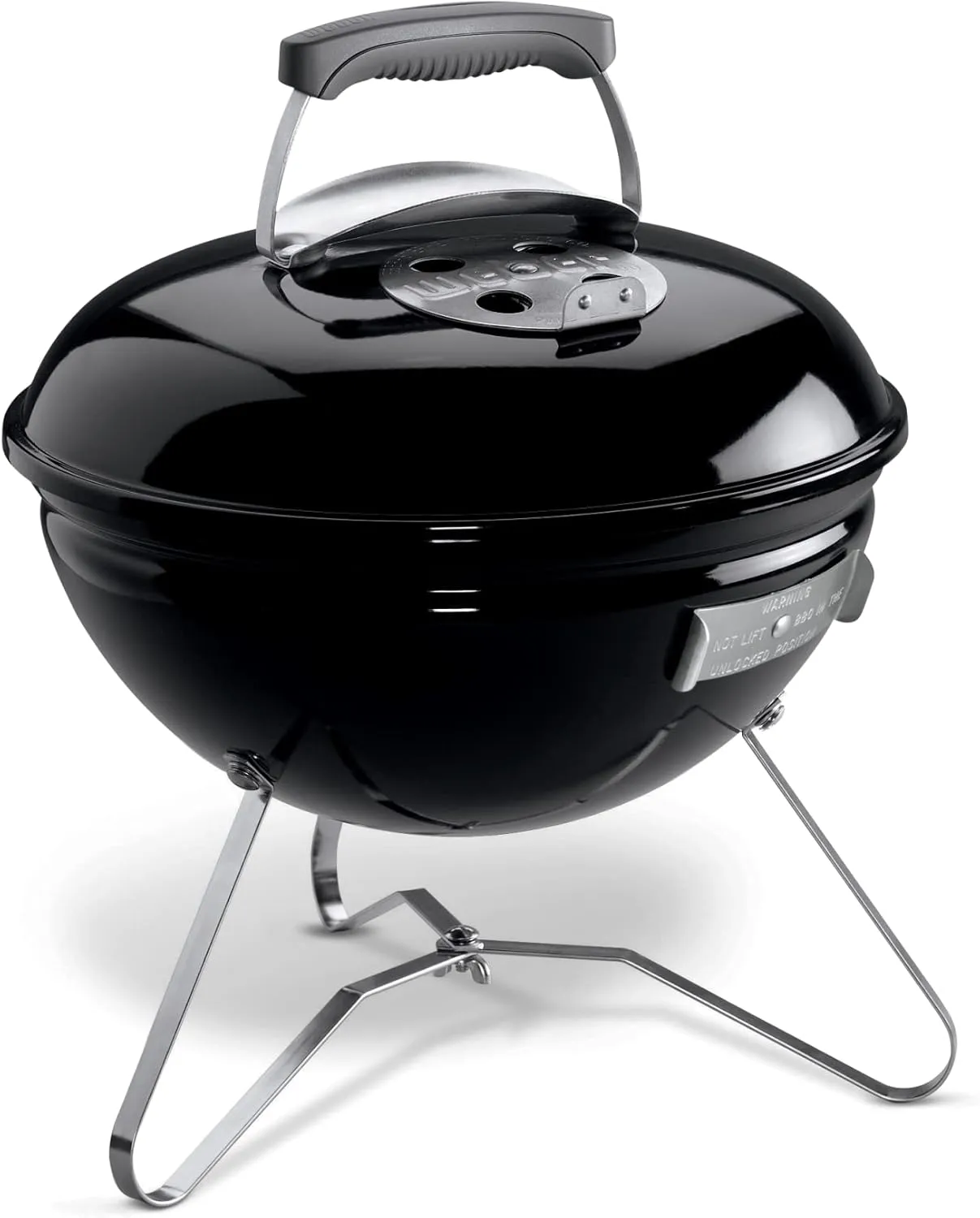 Weber Smokey Joe Charcoal Grill BBQ, 37cm, Portable with Lid & Plated Steel Legs, Porcelain-Enamelled Bowl - Black (1111004)